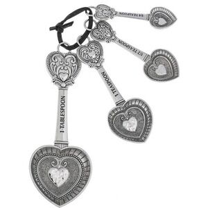 Vintage Ganz Angels Hearts‎ & Stars 4 Piece Zinc Alloy Metal Measuring Spoon Set